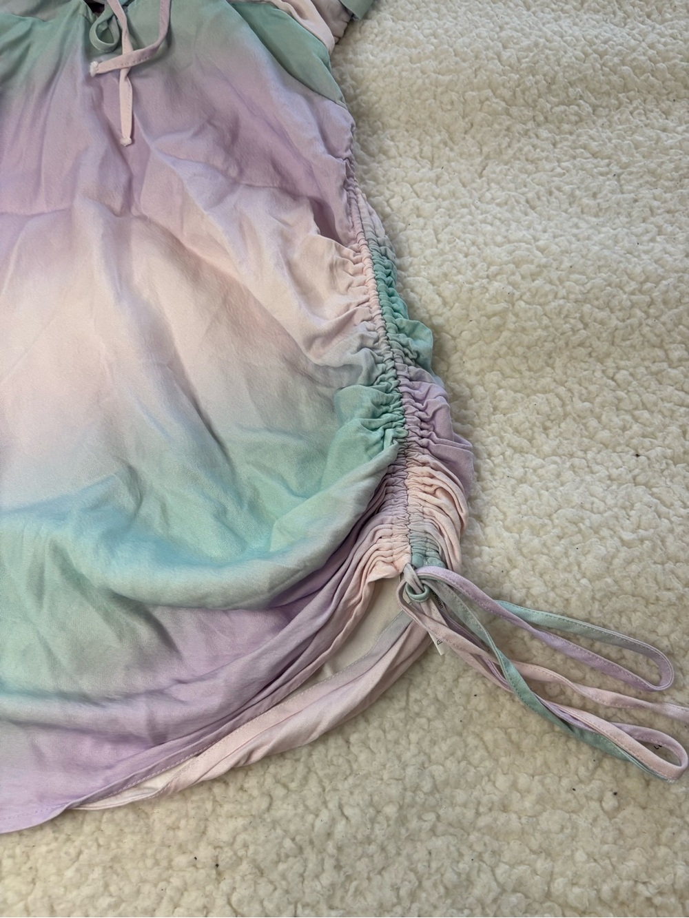 Zara Women Pastels Tie Dye Cut Out Ruched Mini Dress - Picture 3 of 10